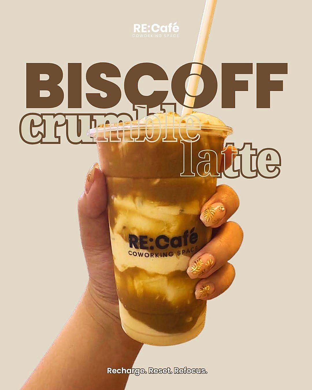 Biscoff crumble latte